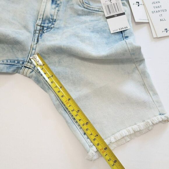 7 FOR ALL MANKIND​ Girl’s - Size 10 - Bermuda Denim Frayed Shorts Darin - Picture 3 of 8